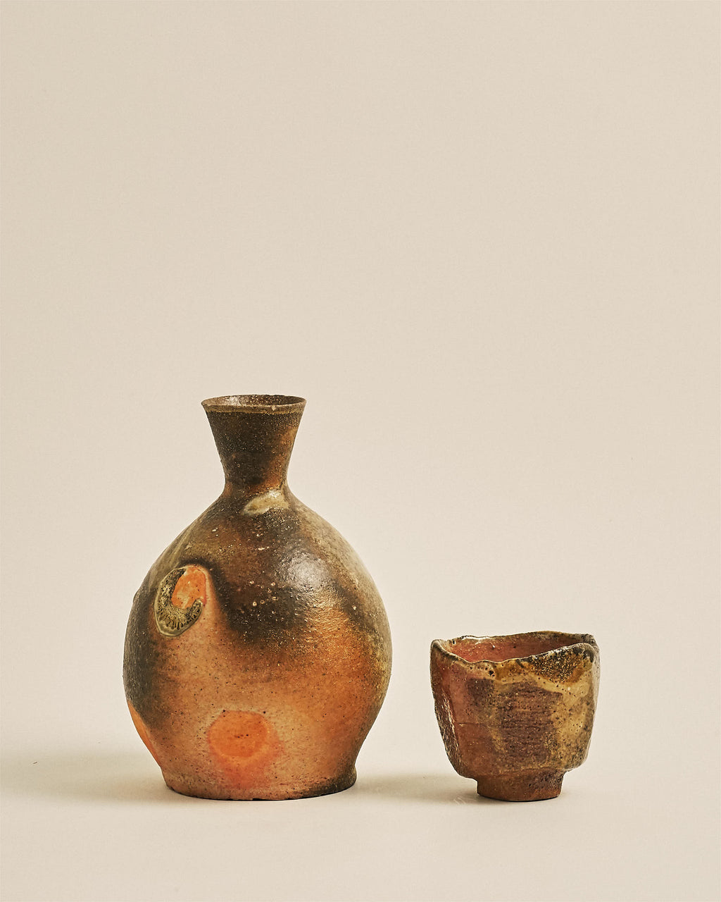 Ceramic Sake Bottle & Cup Folkways
