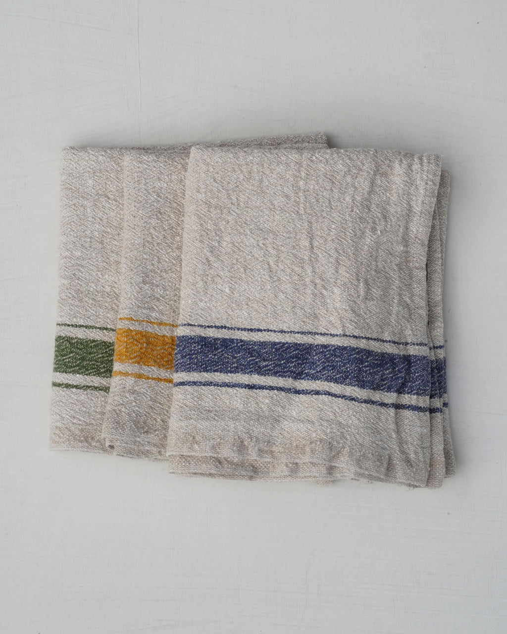 Green Stripe Vintage Linen Kitchen Towel — FORGE