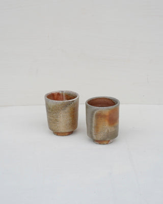 Set of 2 Wood Fired Ceramic Cups by Jerry Hall - Folkways